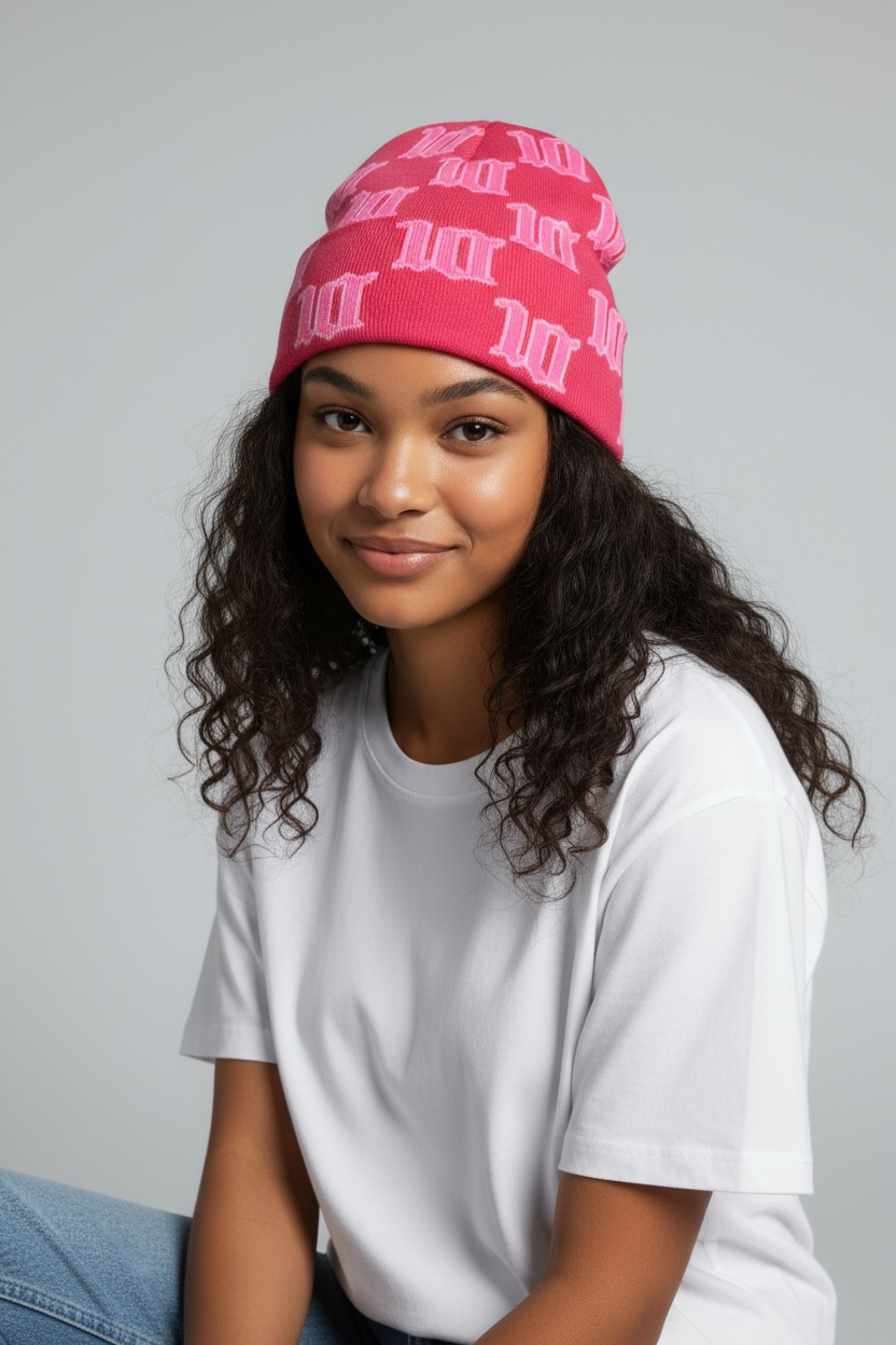 Cloud10 Pink “10 Monogram” Beanie