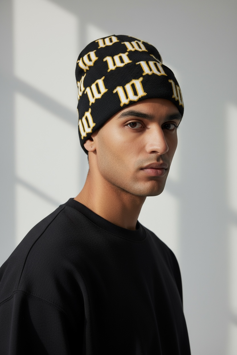 Cloud10 Black & Gold “10 Monogram” Beanie