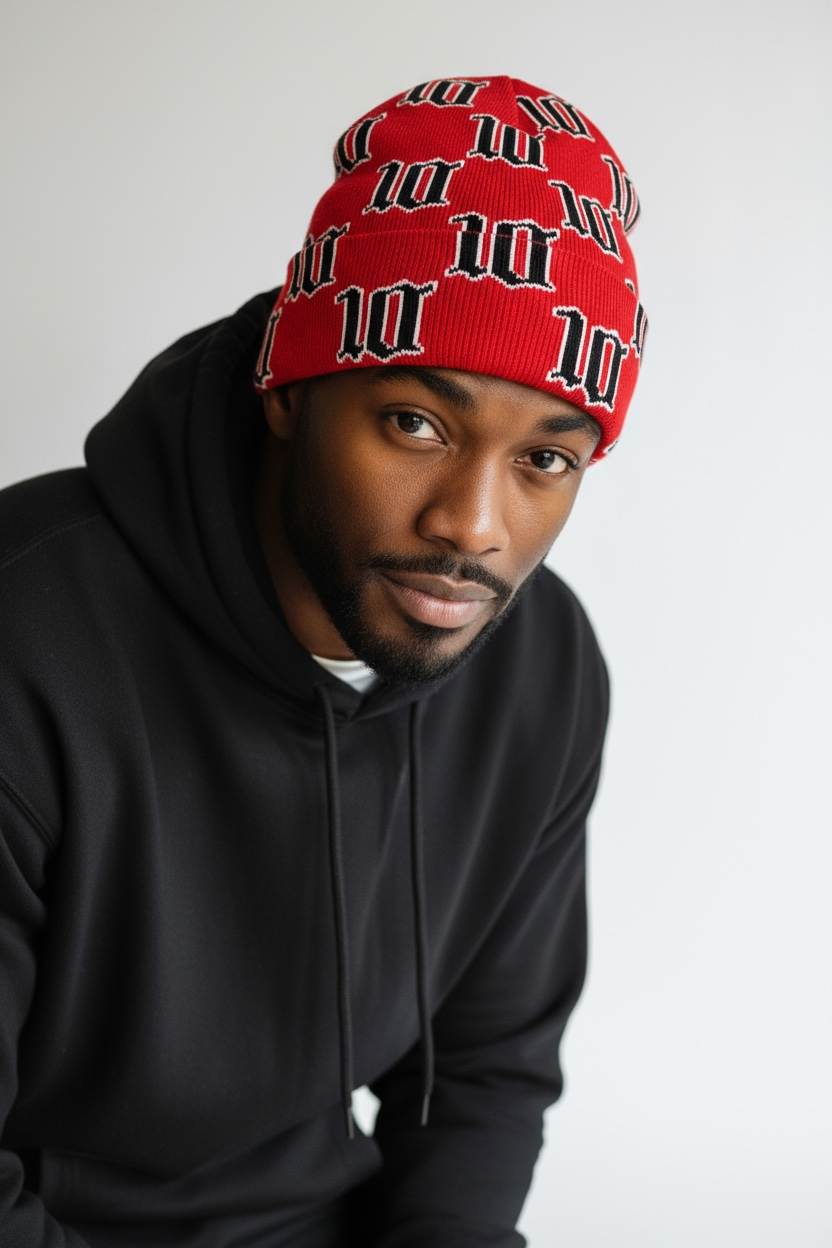 Cloud10 Red “10 Monogram” Beanie