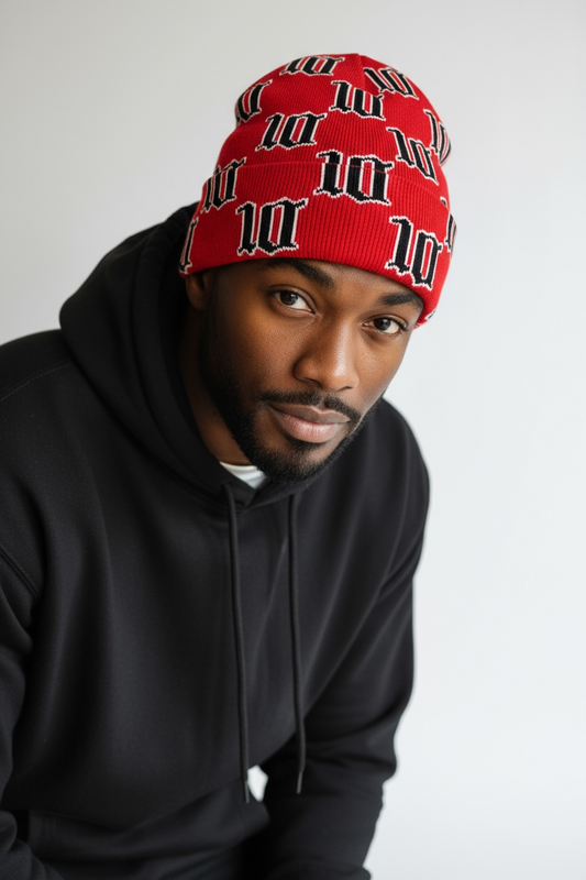 Cloud10 Red “10 Monogram” Beanie