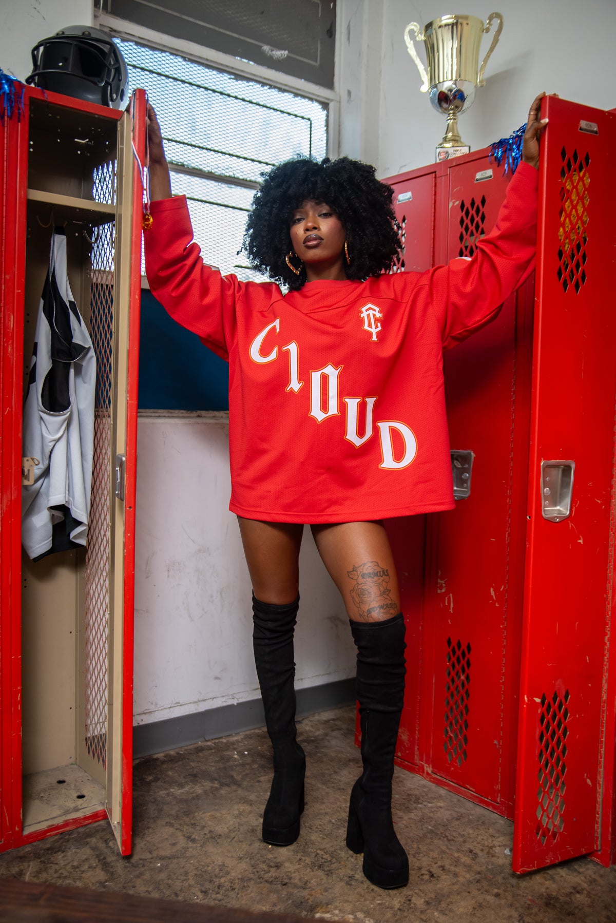 C10UD mesh Hockey Jersey (Red & Gold)