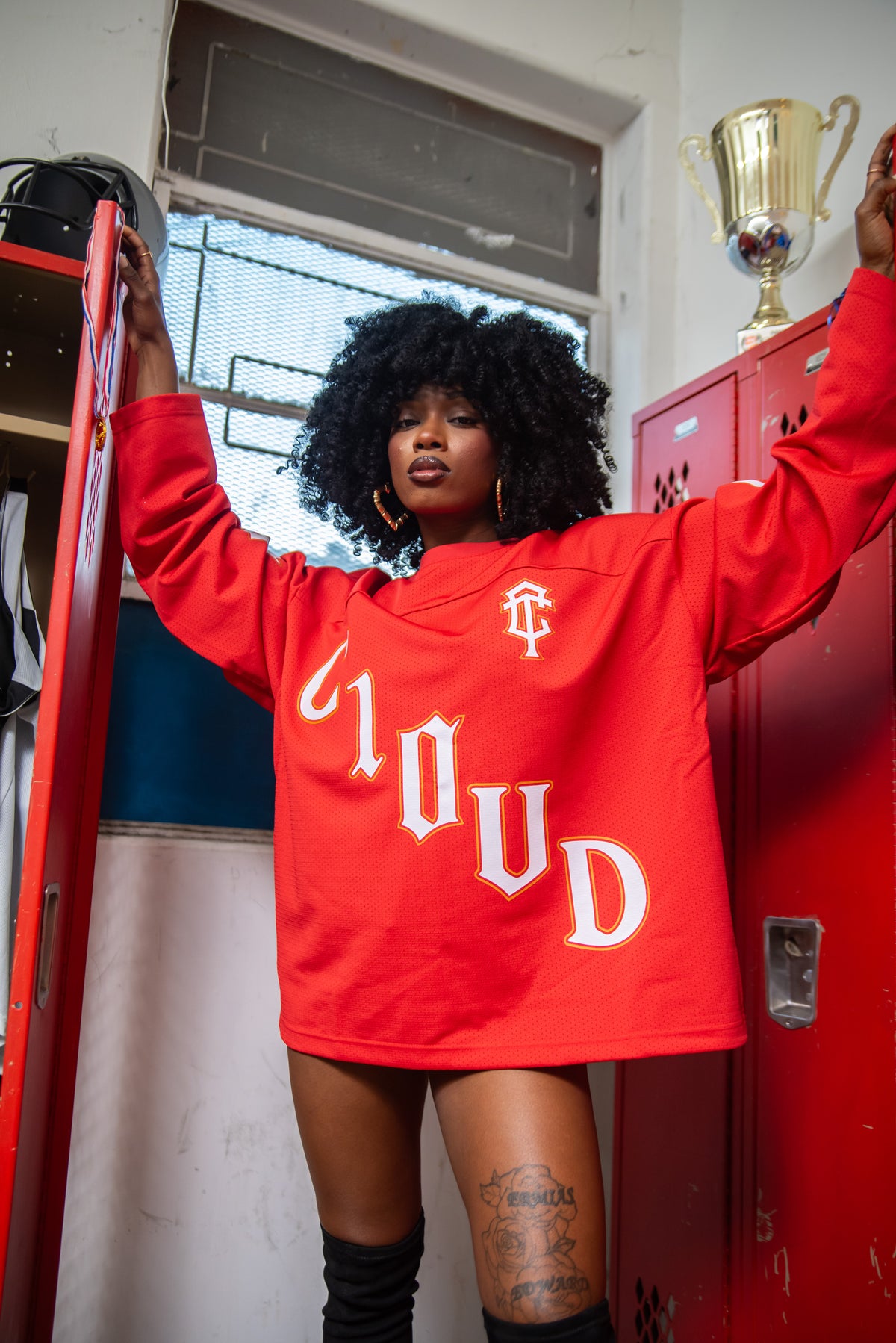 C10UD mesh Hockey Jersey (Red & Gold)