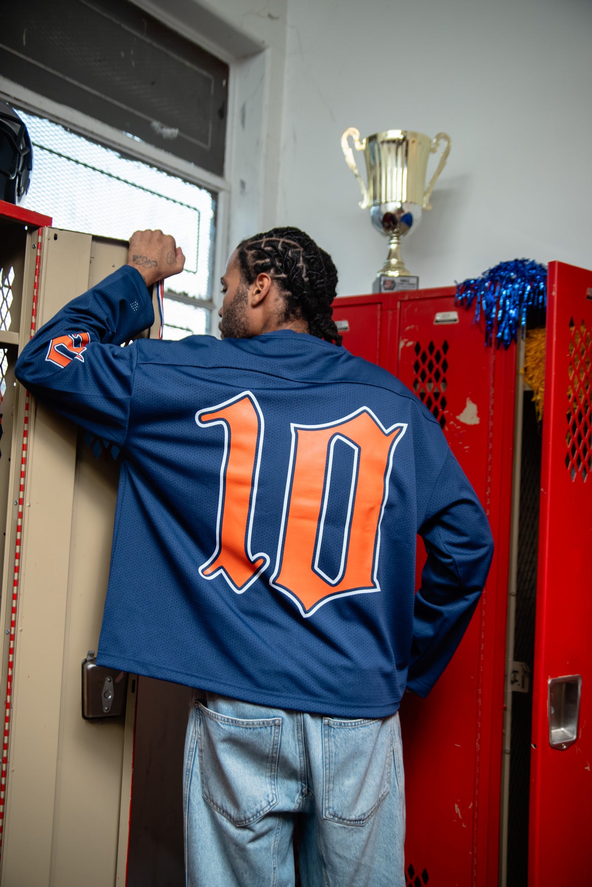 C10UD mesh Hockey Jersey (Blue & Orange)