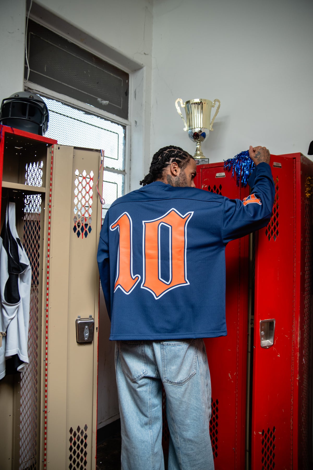 C10UD mesh Hockey Jersey (Blue & Orange)