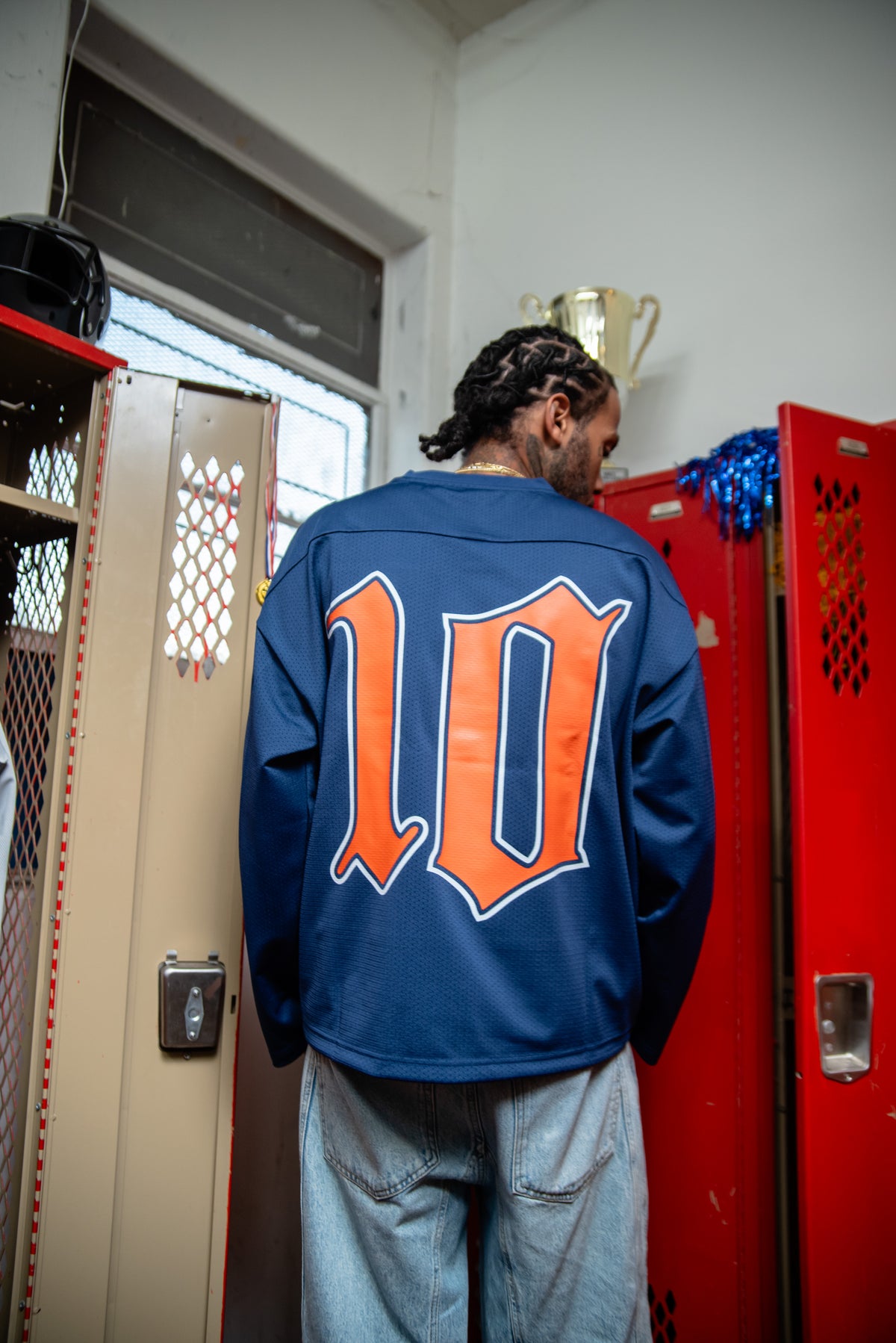 C10UD mesh Hockey Jersey (Blue & Orange)